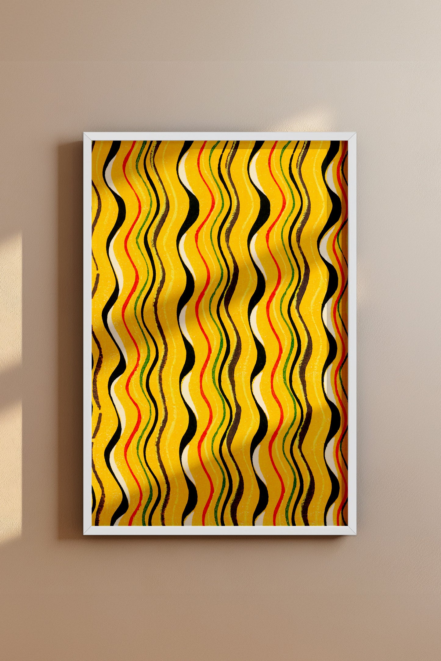 Golden Undulation – Meiji Era Japanese Woodblock Textile Print