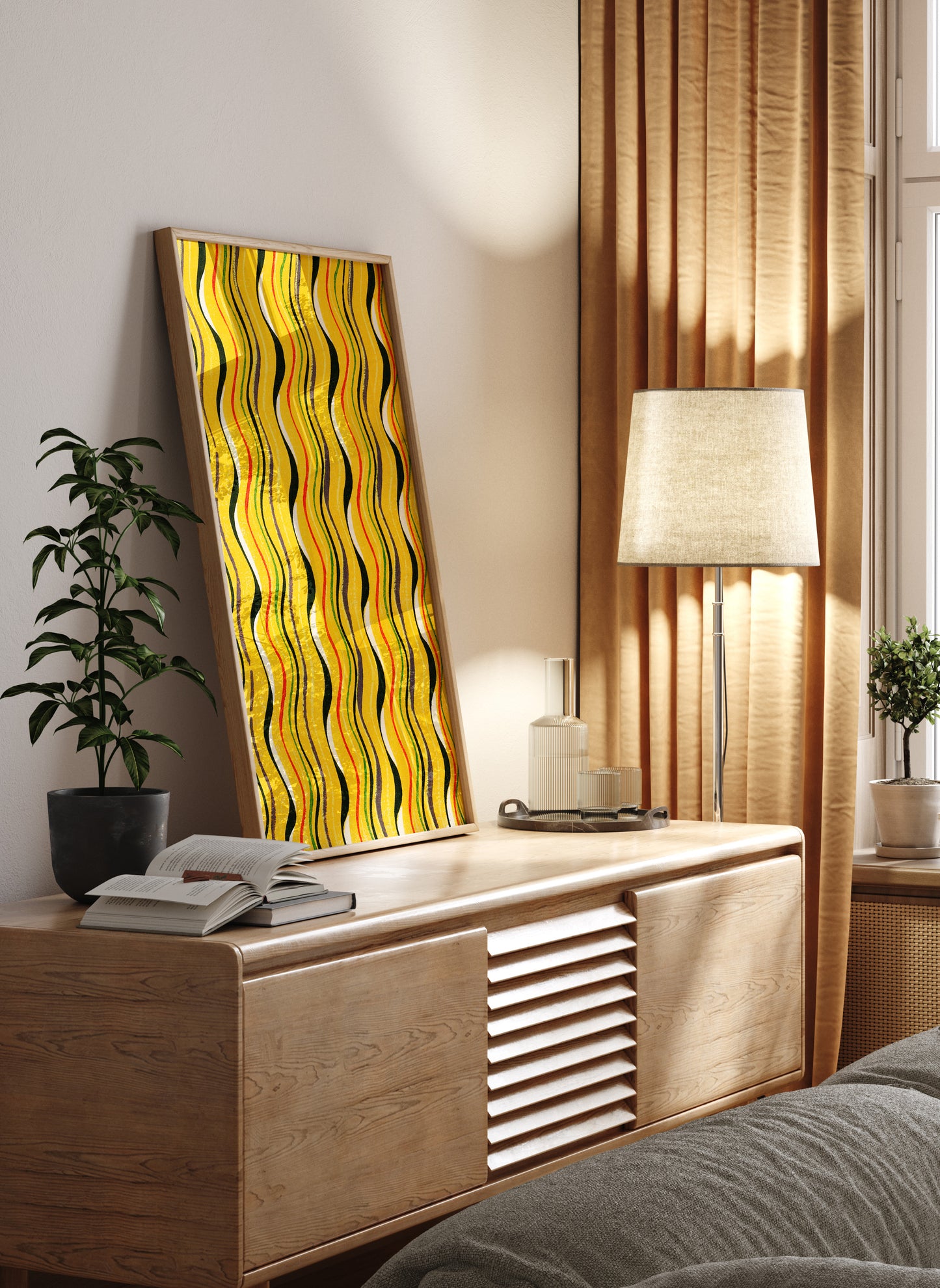 Golden Undulation – Meiji Era Japanese Woodblock Textile Print