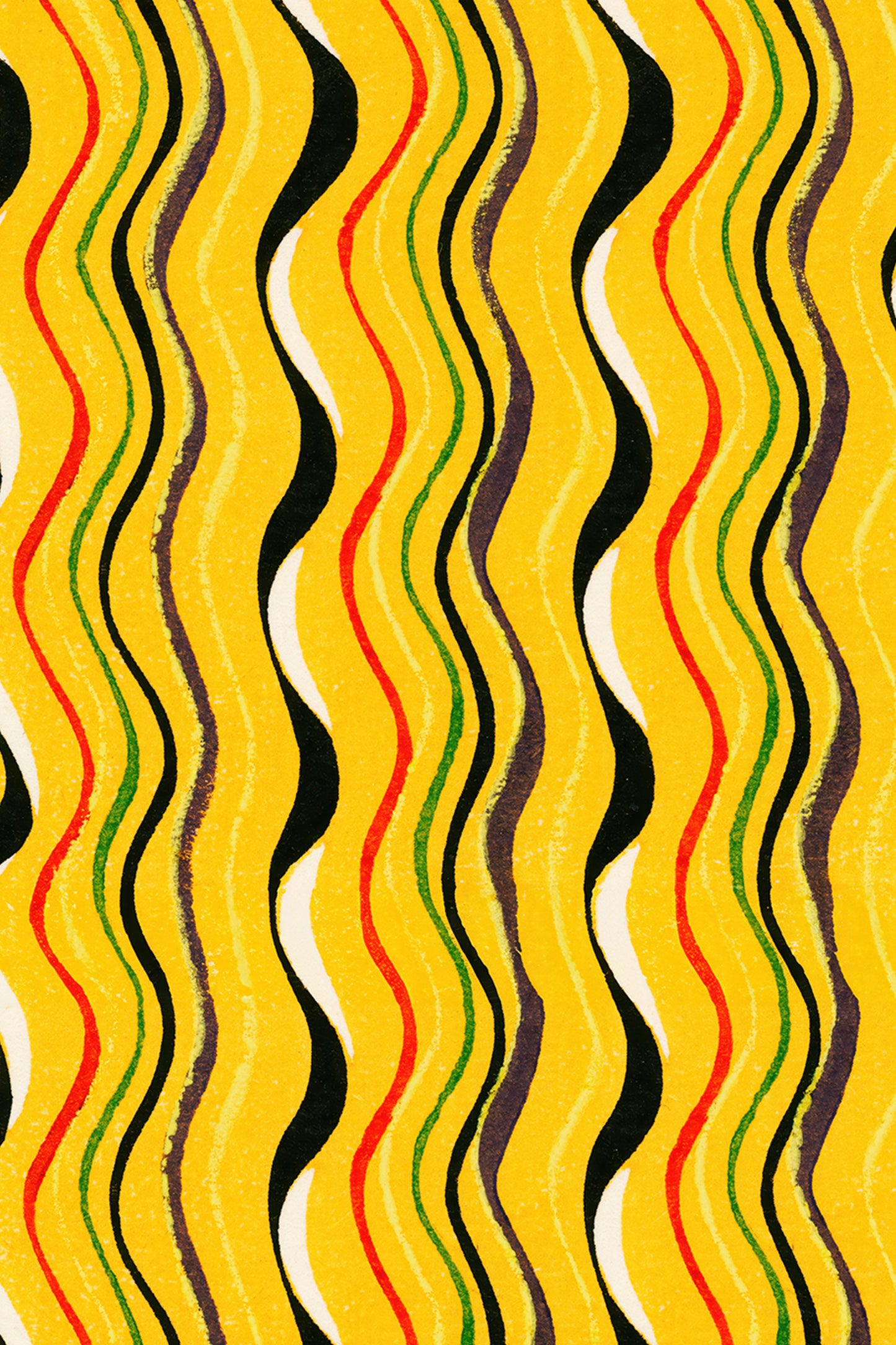 Golden Undulation – Meiji Era Japanese Woodblock Textile Print