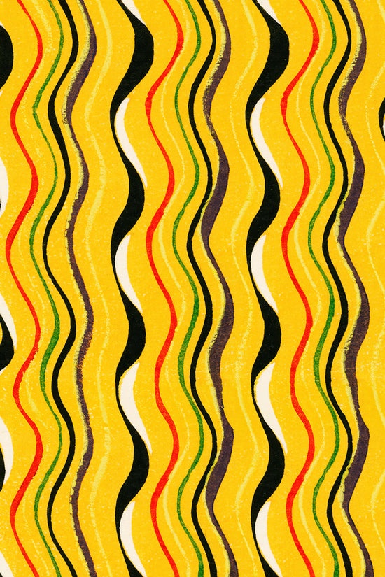 Golden Undulation – Meiji Era Japanese Woodblock Textile Print