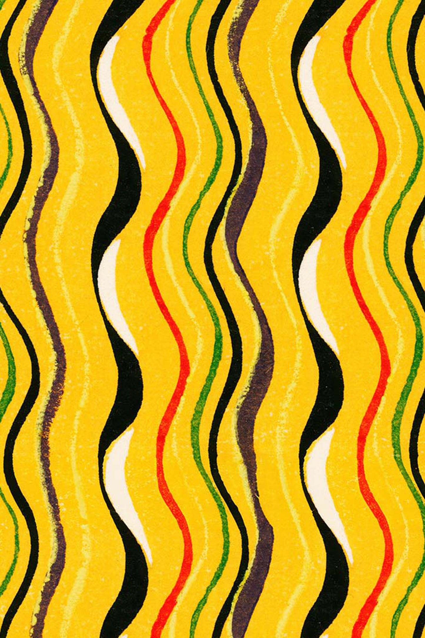 Golden Undulation – Meiji Era Japanese Woodblock Textile Print