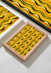 Golden Undulation – Meiji Era Japanese Woodblock Textile Print