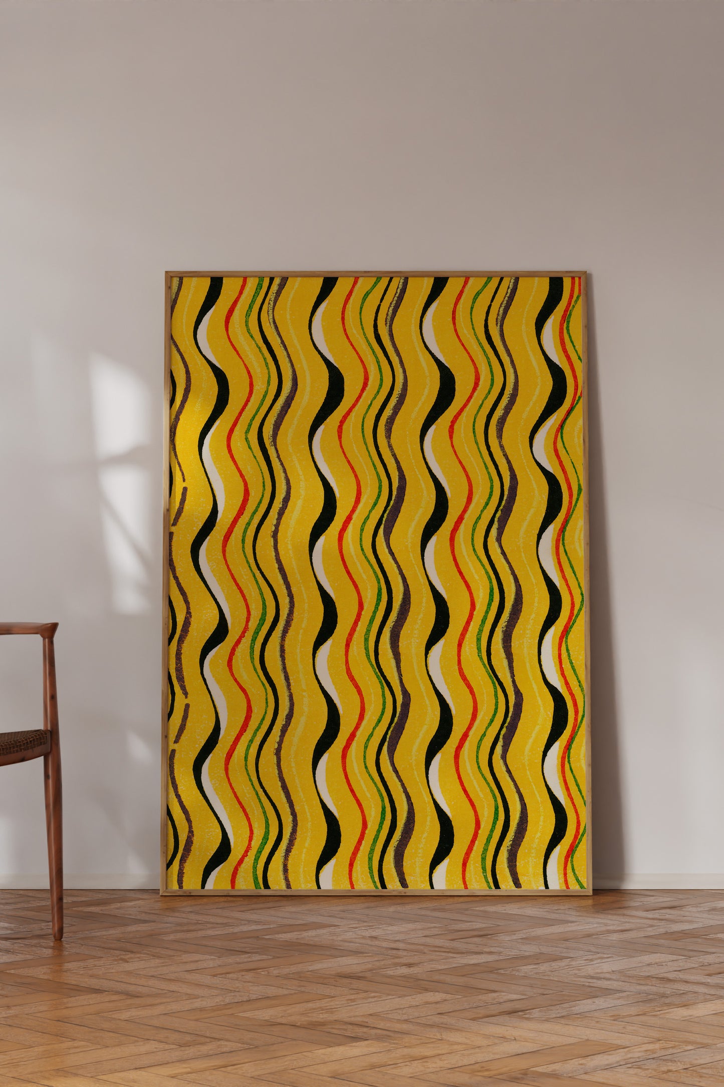 Golden Undulation – Meiji Era Japanese Woodblock Textile Print