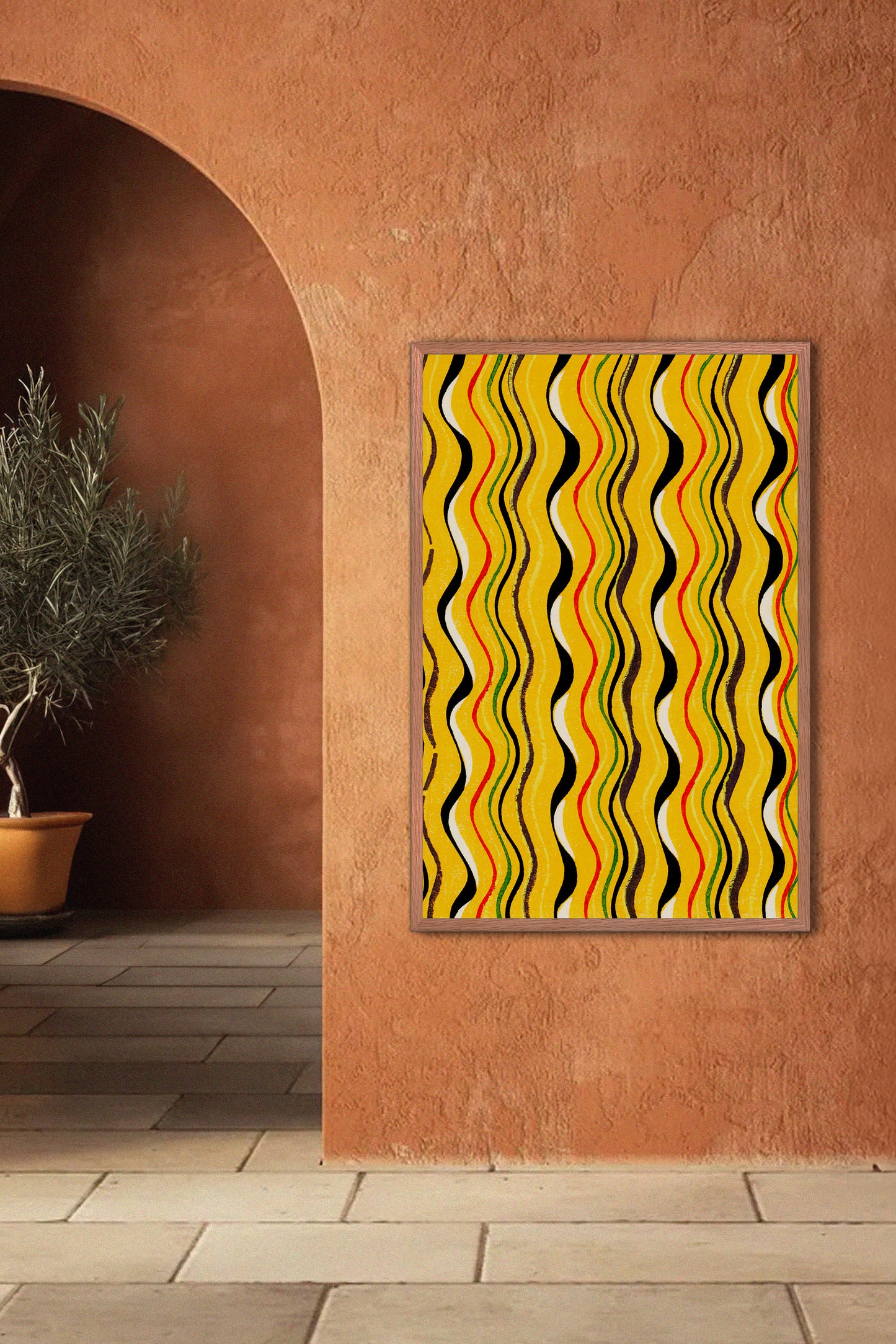 Golden Undulation – Meiji Era Japanese Woodblock Textile Print