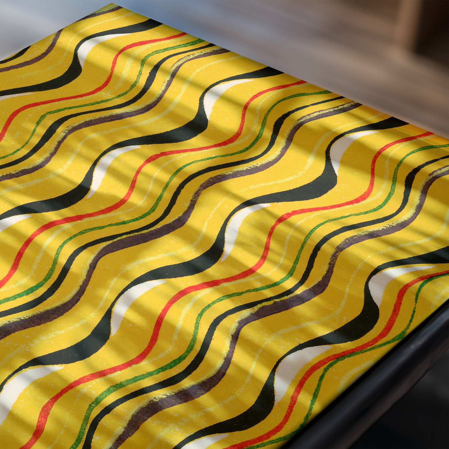 Golden Undulation – Meiji Era Japanese Woodblock Textile Print