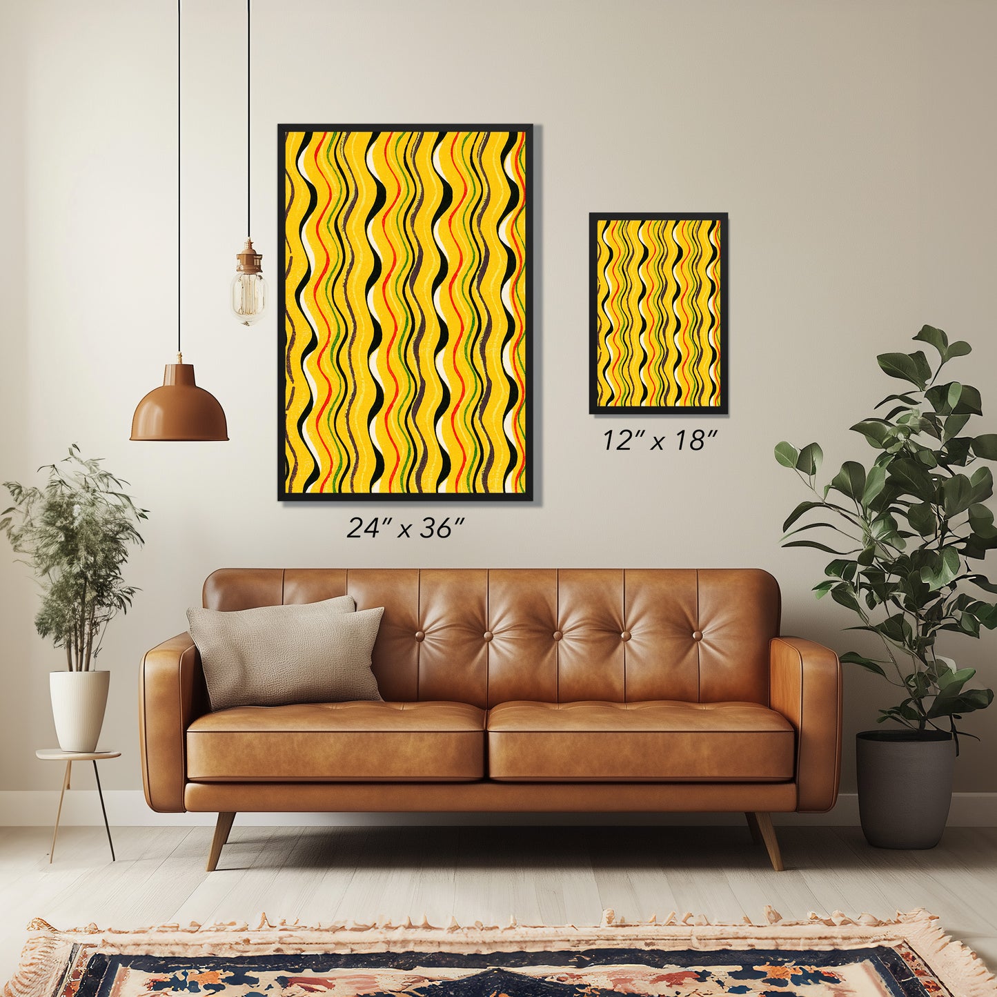 Golden Undulation – Meiji Era Japanese Woodblock Textile Print