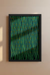 Japanese Meiji Era Woodblock Textile Print – Vintage Green and Blue Wave Pattern