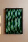 Japanese Meiji Era Woodblock Textile Print – Vintage Green and Blue Wave Pattern