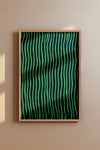 Japanese Meiji Era Woodblock Textile Print – Vintage Green and Blue Wave Pattern