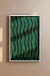 Japanese Meiji Era Woodblock Textile Print – Vintage Green and Blue Wave Pattern