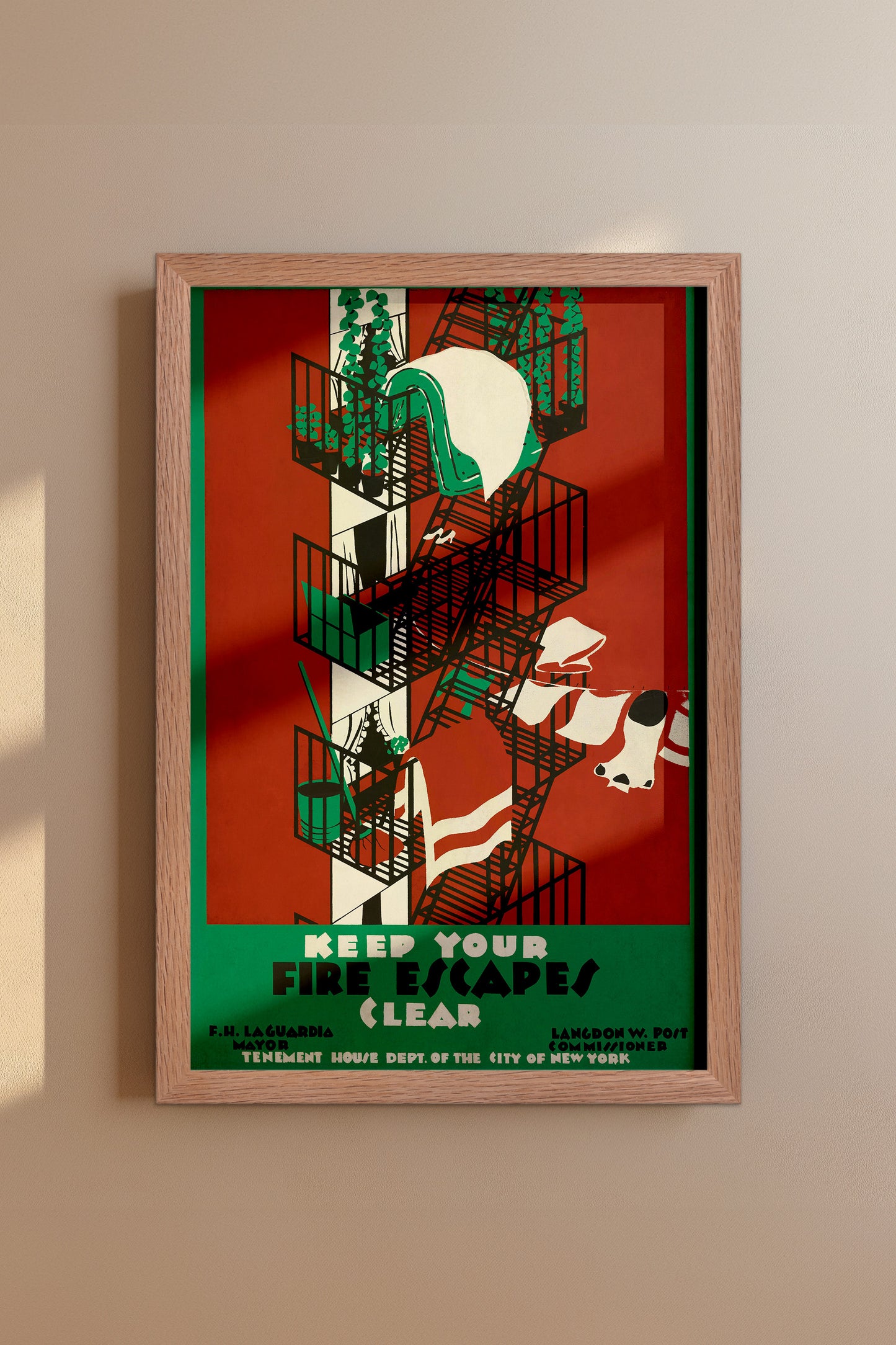 Vintage 1930s NYC Safety Poster – Keep Your Fire Escapes Clear