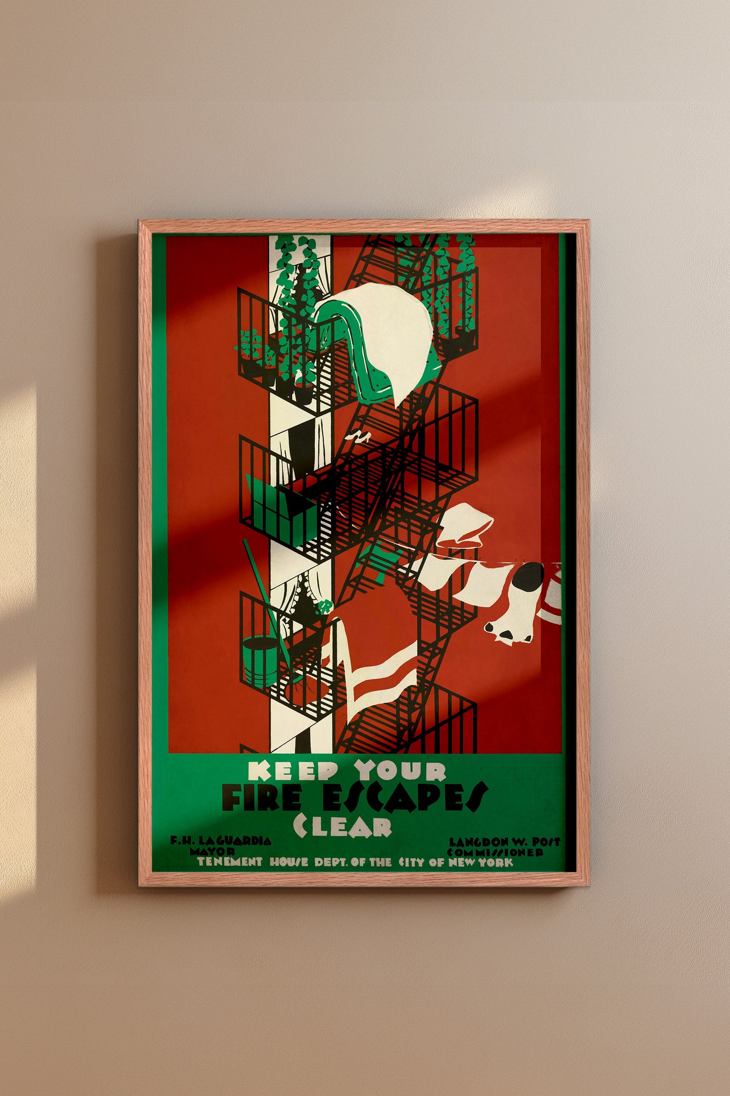 Vintage 1930s NYC Safety Poster – Keep Your Fire Escapes Clear
