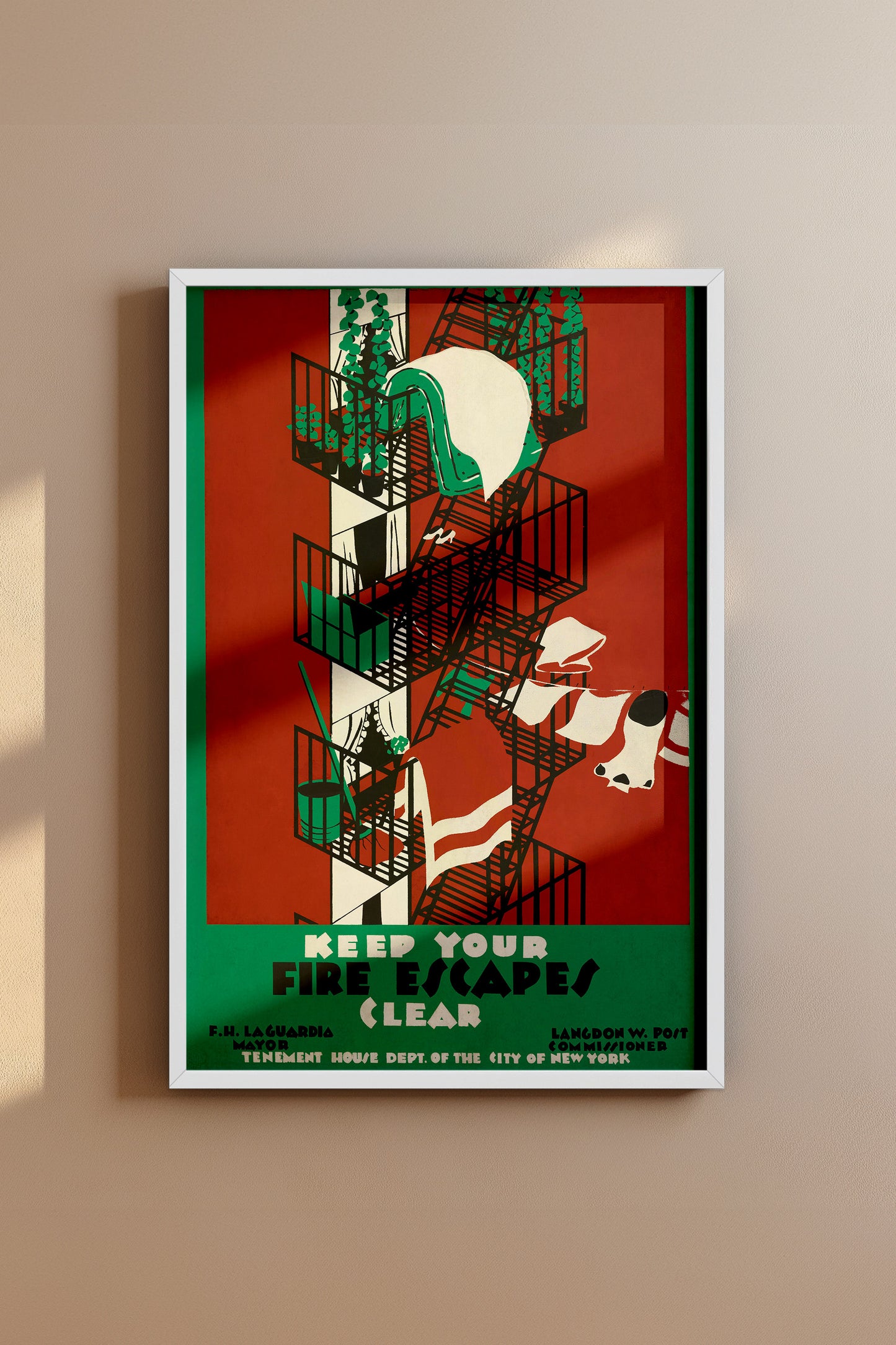 Vintage 1930s NYC Safety Poster – Keep Your Fire Escapes Clear