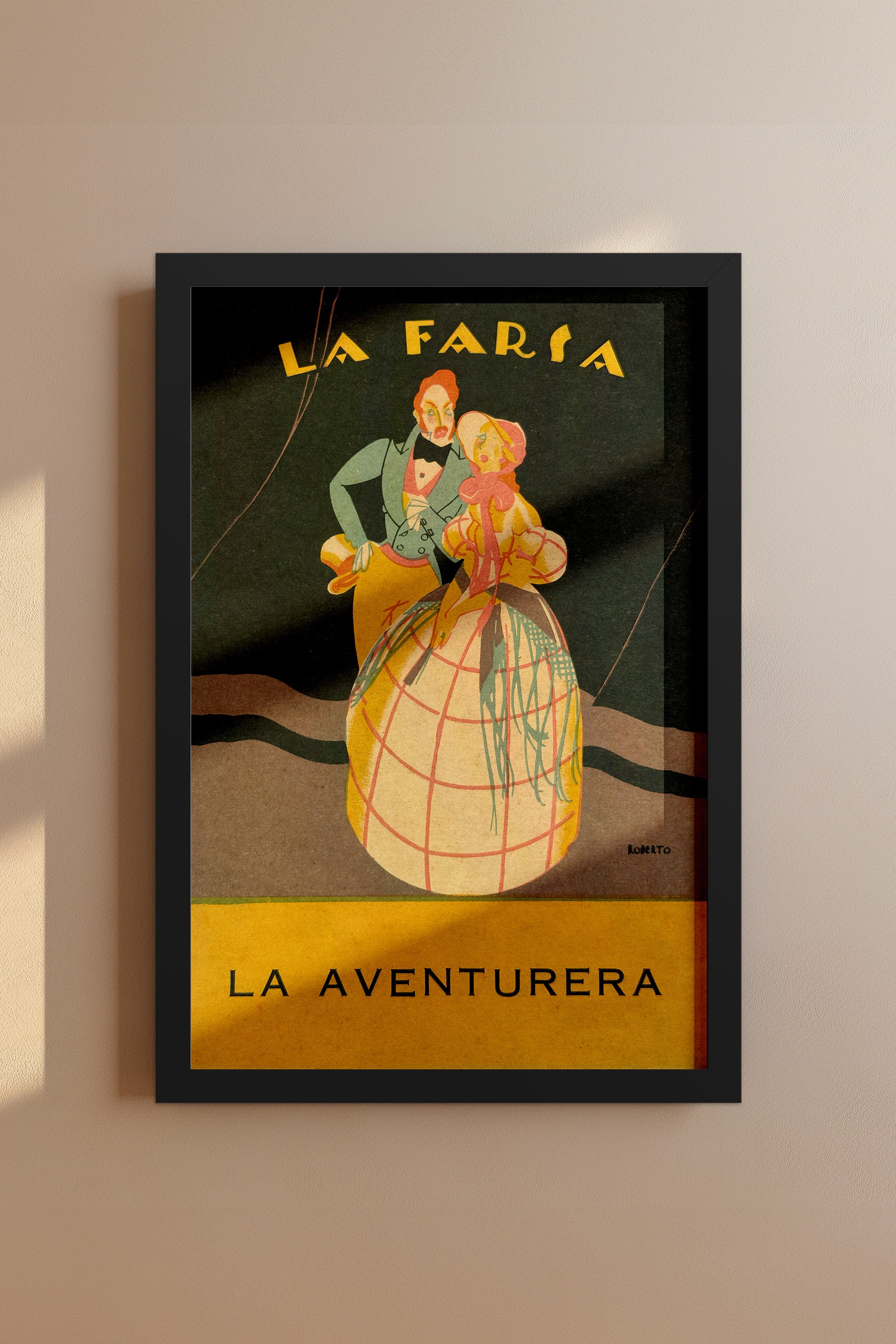額装済/La planche a oeufs/アープ/ポスター/インテリア La Farsa – La Aventurera 1920s Spanish Art Deco Vintage Poster