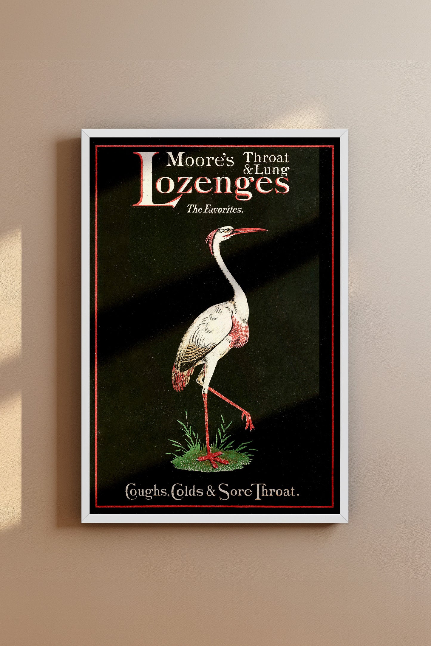 Vintage Moore’s Throat & Lung Lozenges Victorian Poster – Crane Advertising Print