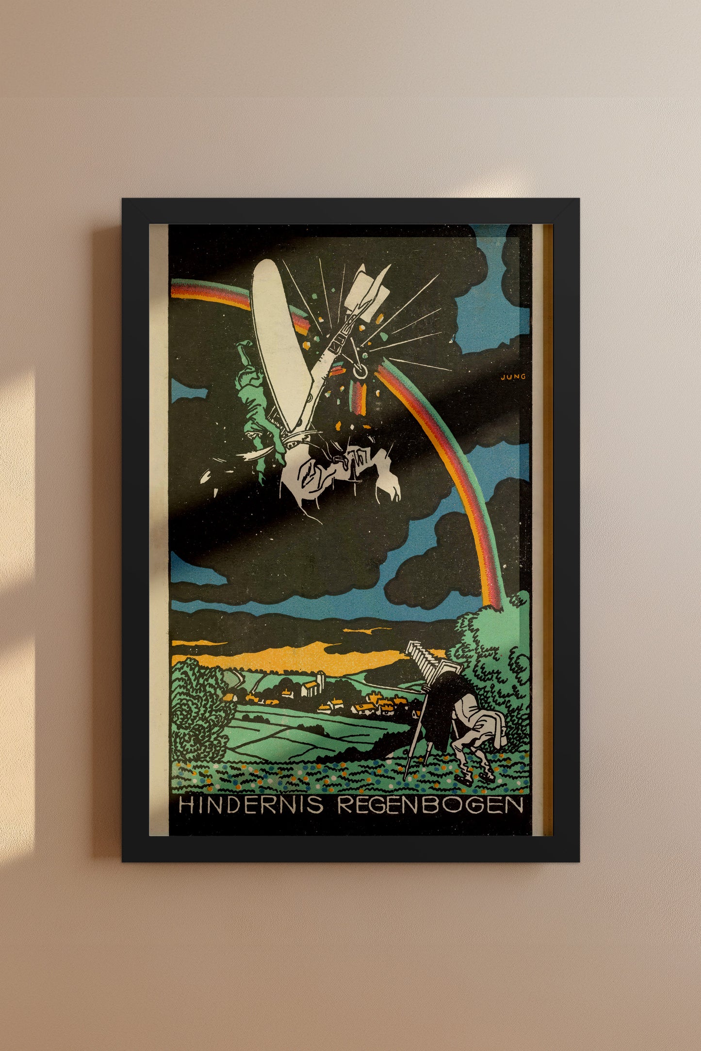 Hindernis Regenbogen – Moriz Jung, 1911 Austrian Modernist Aviation Illustration