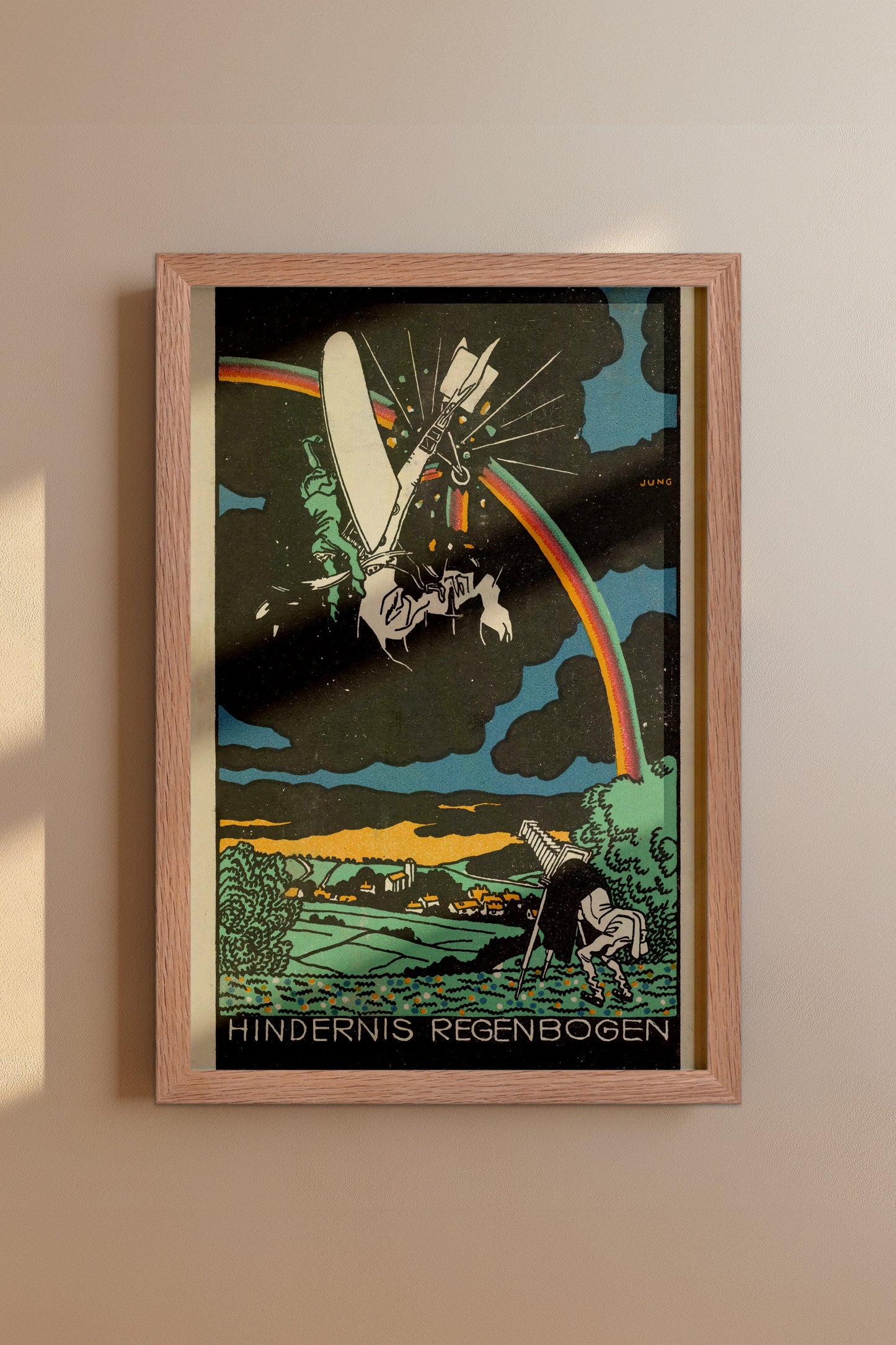 Hindernis Regenbogen – Moriz Jung, 1911 Austrian Modernist Aviation Illustration
