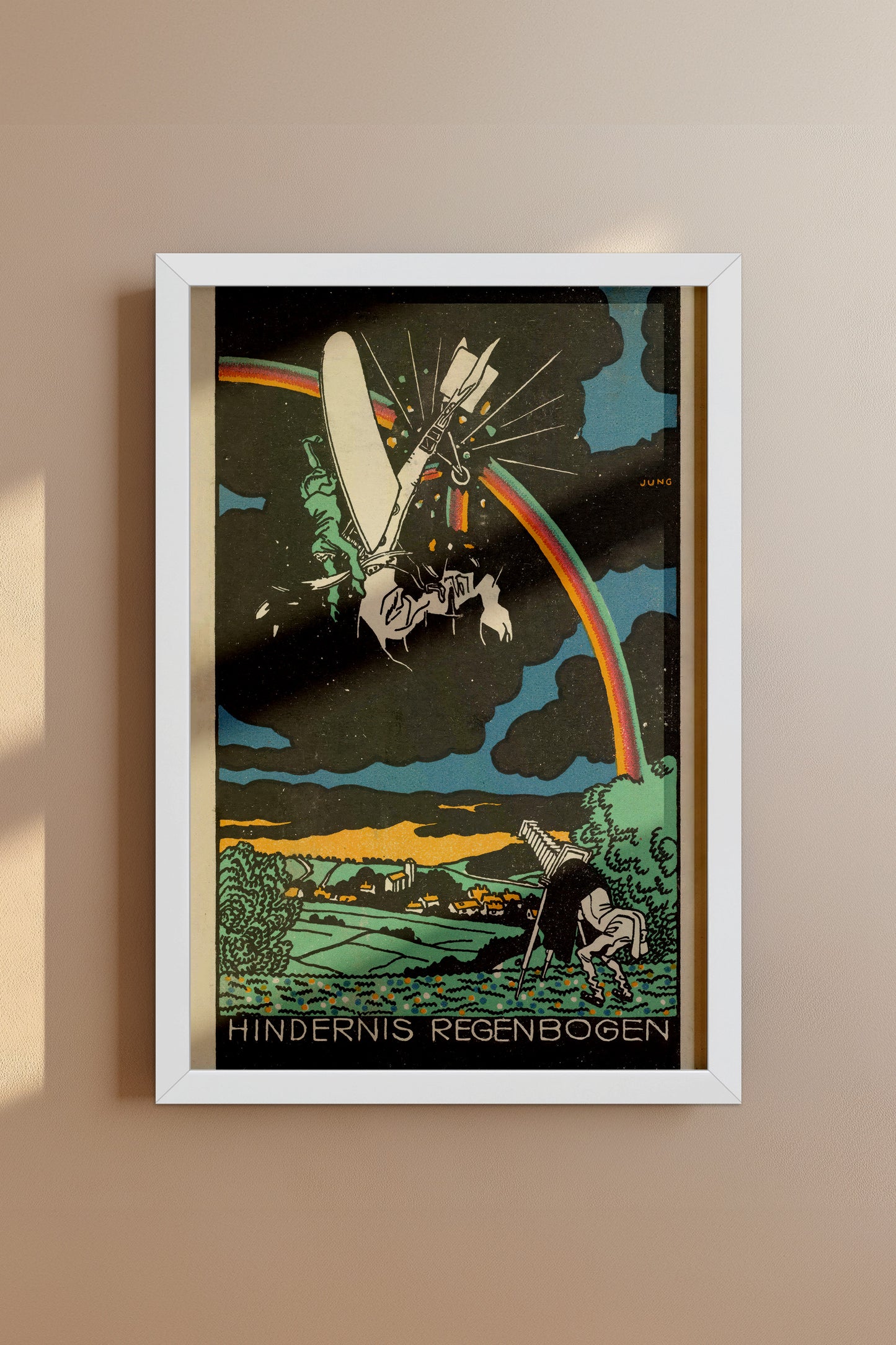 Hindernis Regenbogen – Moriz Jung, 1911 Austrian Modernist Aviation Illustration