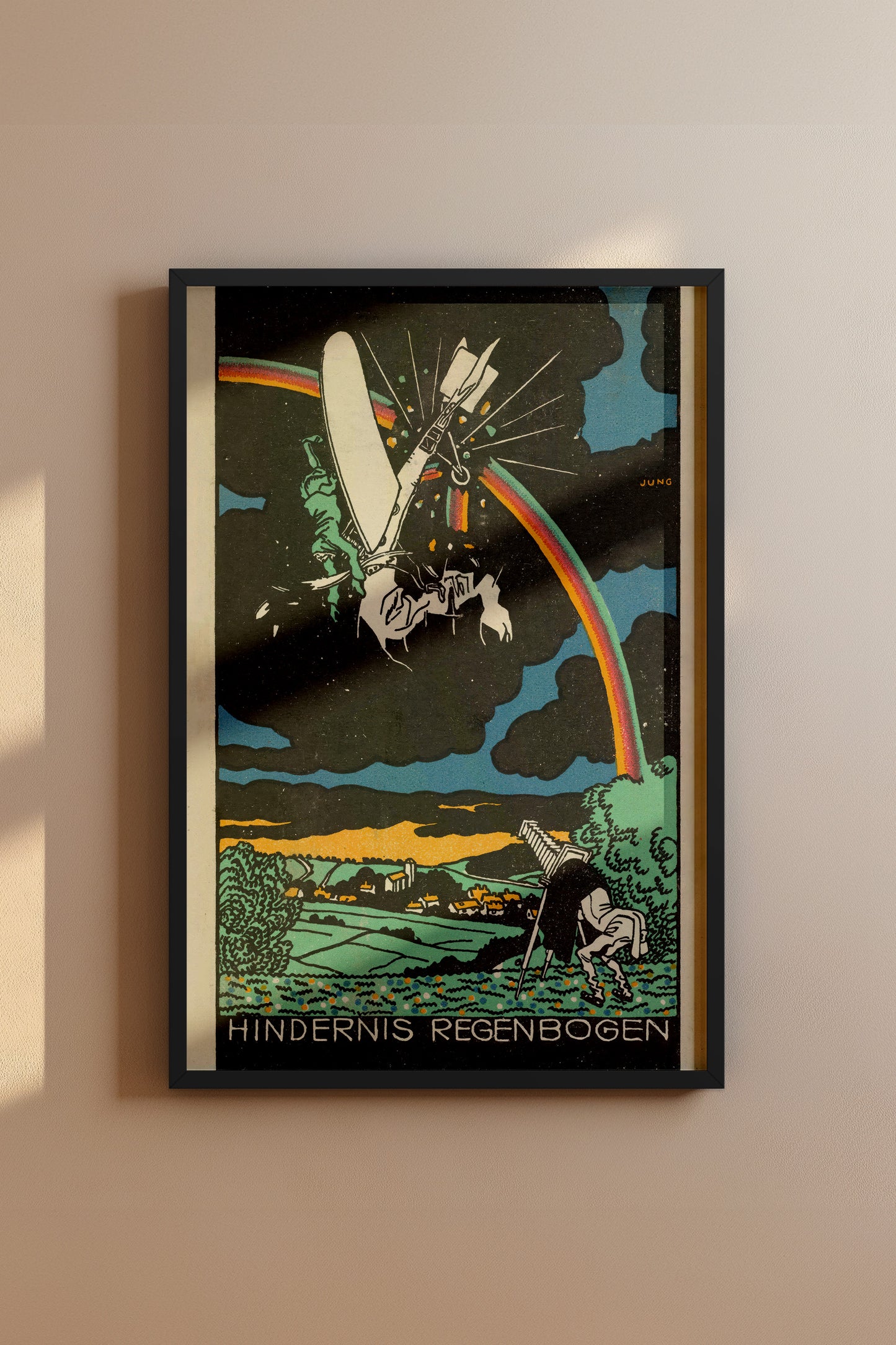 Hindernis Regenbogen – Moriz Jung, 1911 Austrian Modernist Aviation Illustration