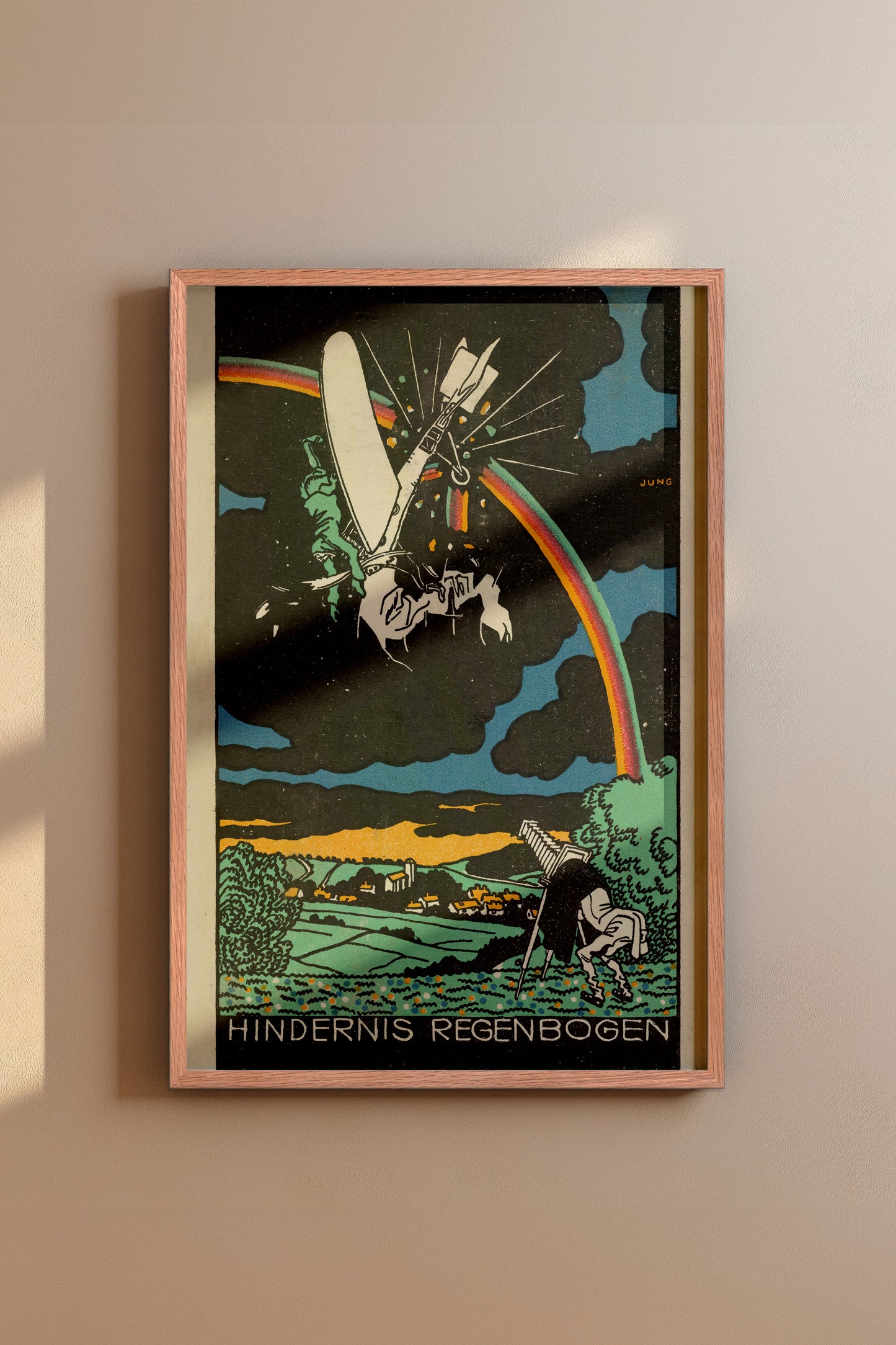 Hindernis Regenbogen – Moriz Jung, 1911 Austrian Modernist Aviation Illustration