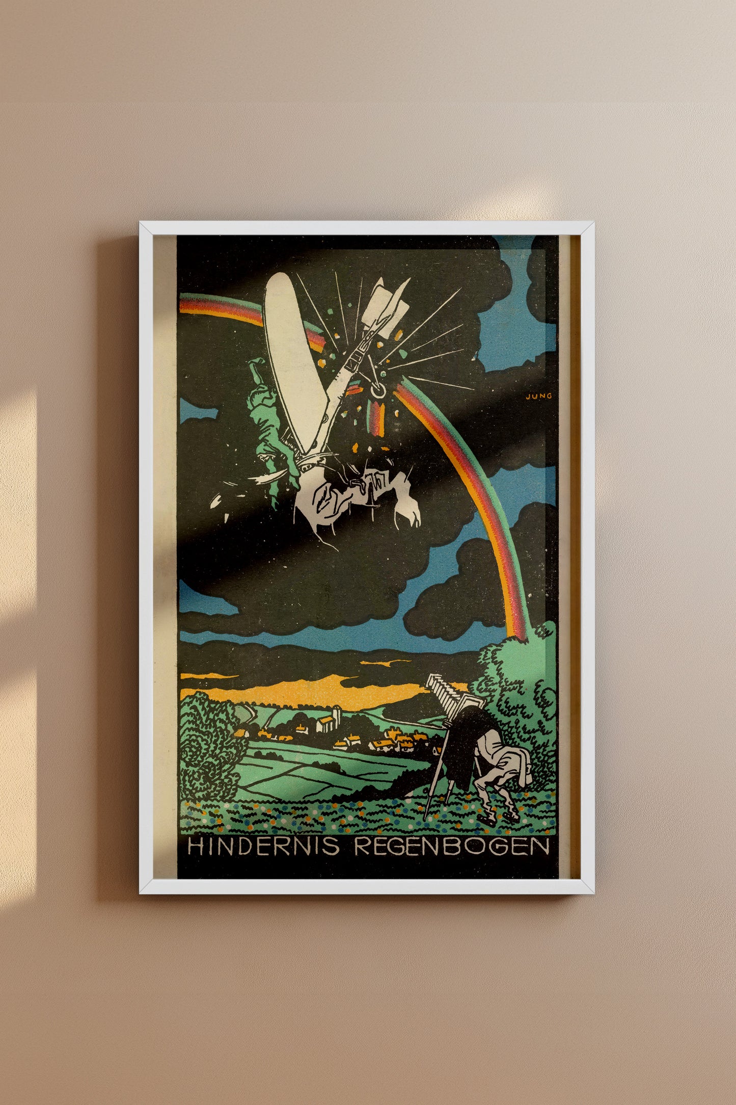 Hindernis Regenbogen – Moriz Jung, 1911 Austrian Modernist Aviation Illustration