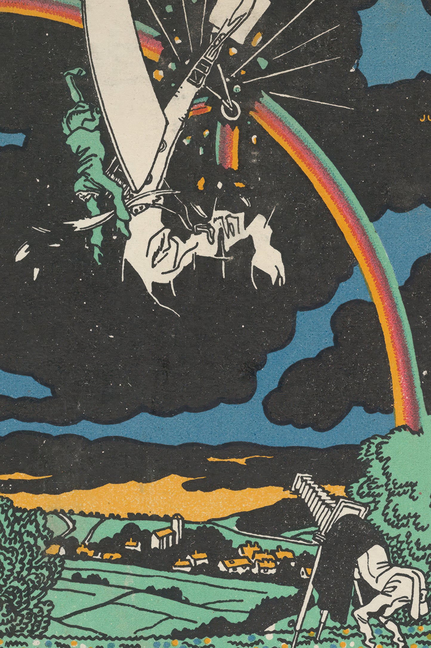 Hindernis Regenbogen – Moriz Jung, 1911 Austrian Modernist Aviation Illustration