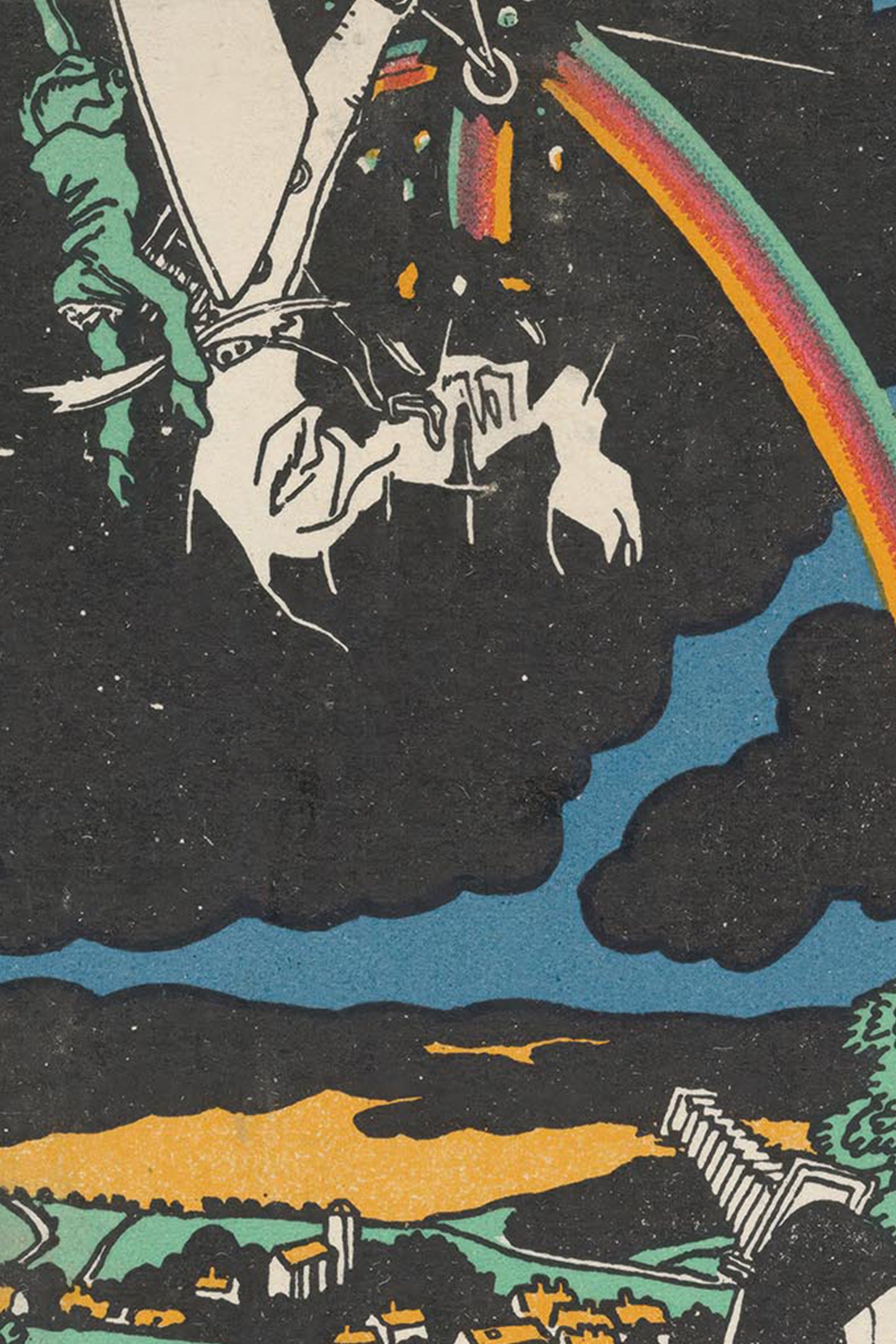 Hindernis Regenbogen – Moriz Jung, 1911 Austrian Modernist Aviation Illustration