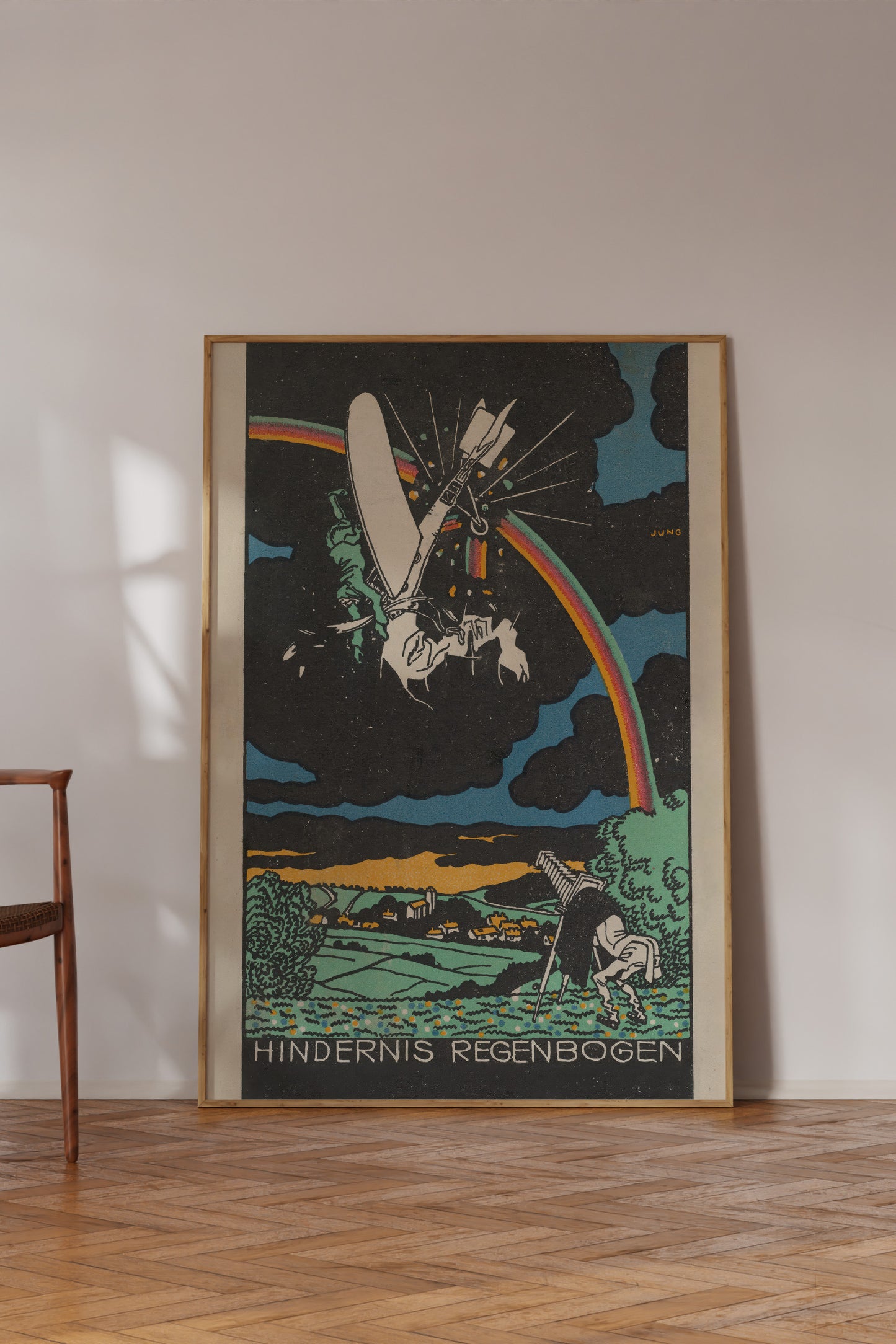Hindernis Regenbogen – Moriz Jung, 1911 Austrian Modernist Aviation Illustration