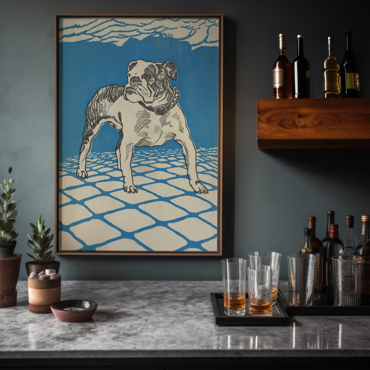 Stalwart Bulldog - Moriz Jung, 1912 Austrian Jugendstil Illustration