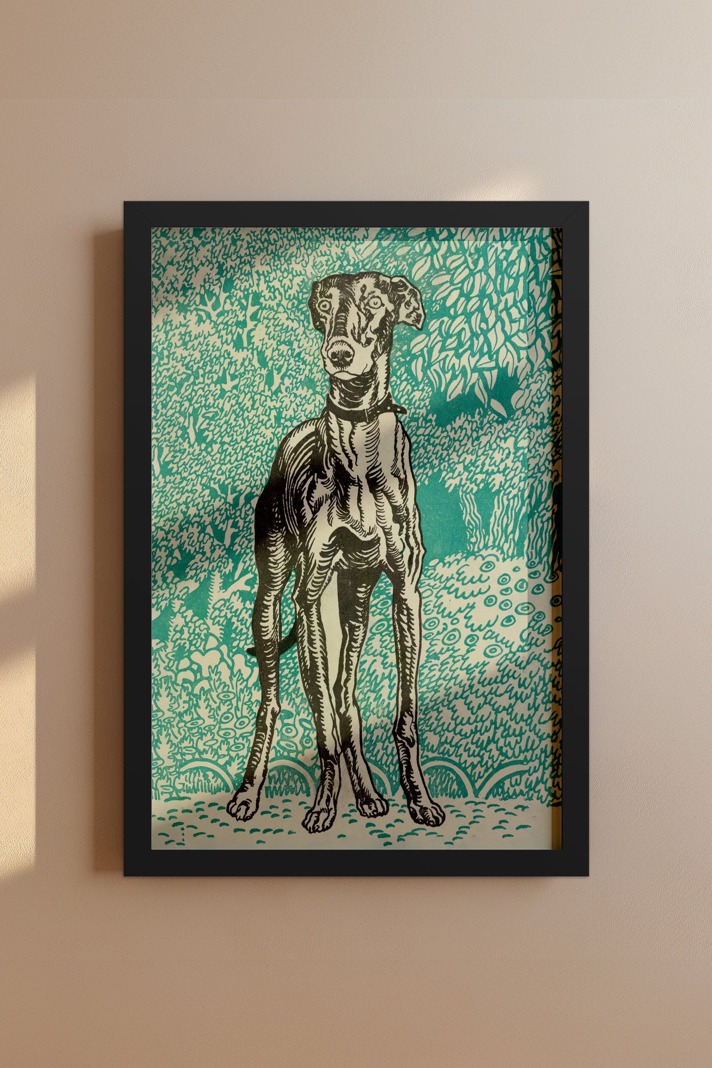 Watchful Greyhound – Moriz Jung, 1912 Austrian Jugendstil Illustration