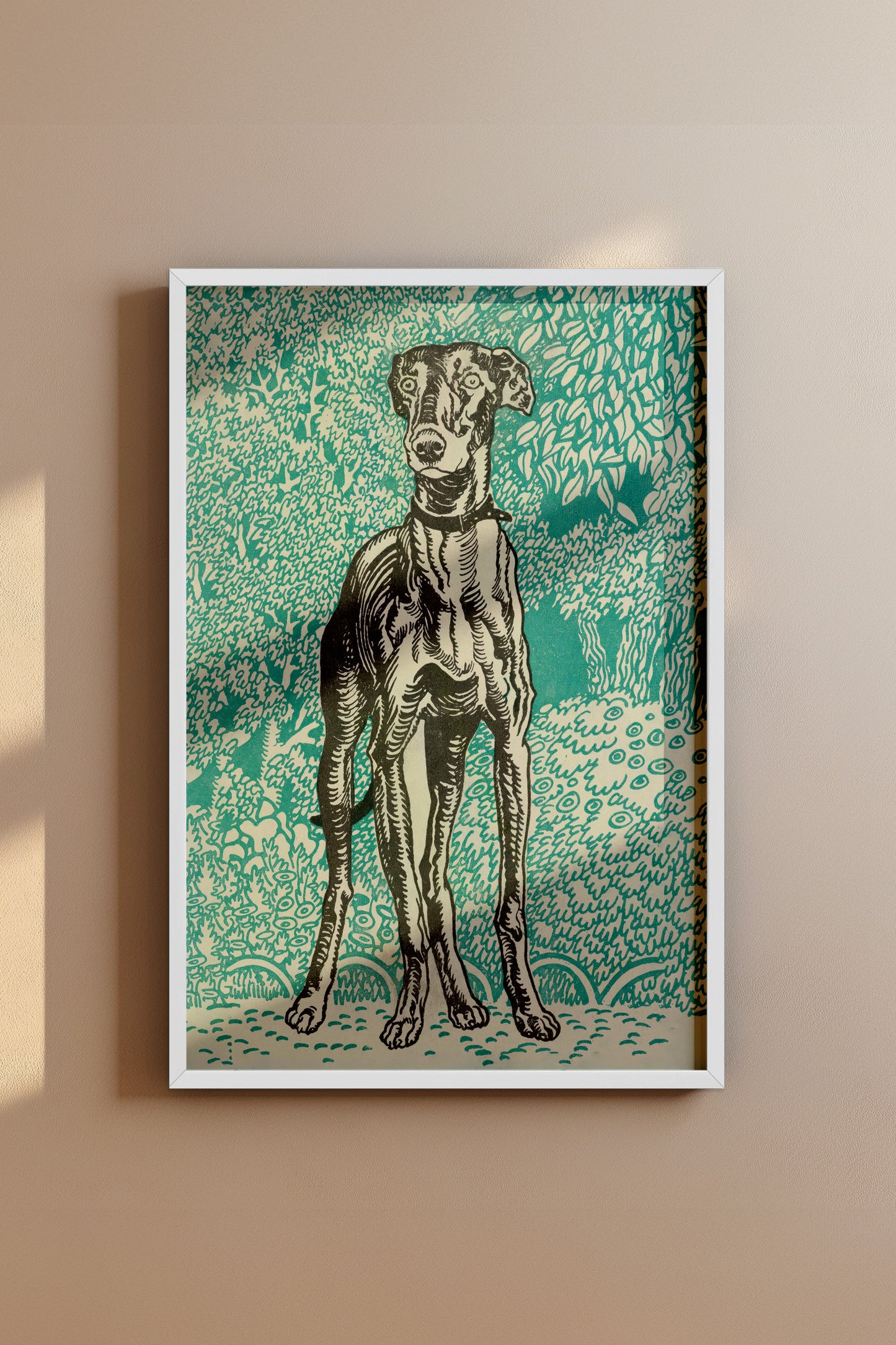 Watchful Greyhound – Moriz Jung, 1912 Austrian Jugendstil Illustration