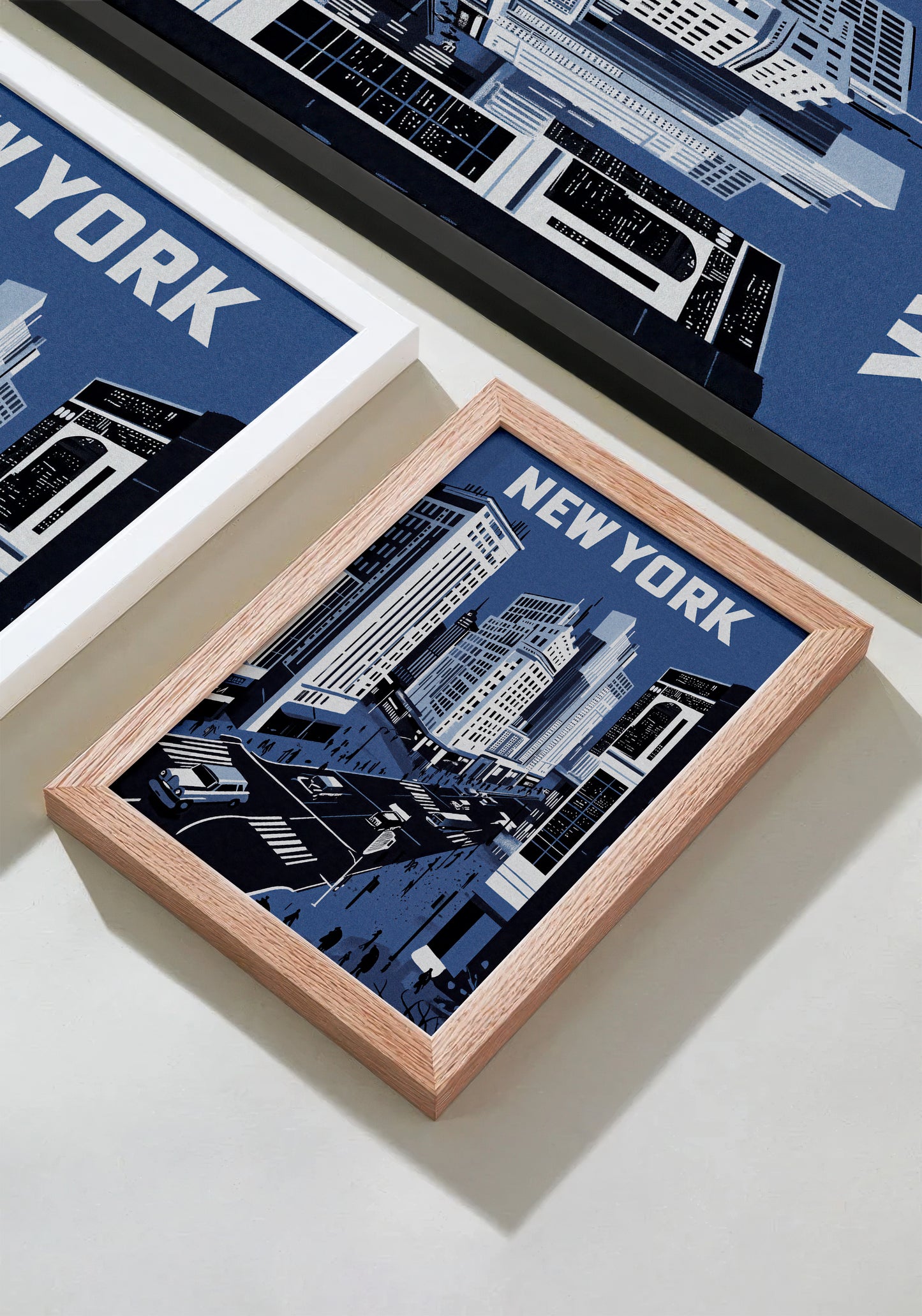 New York City Mid-Century Vintage Style Poster in Blue