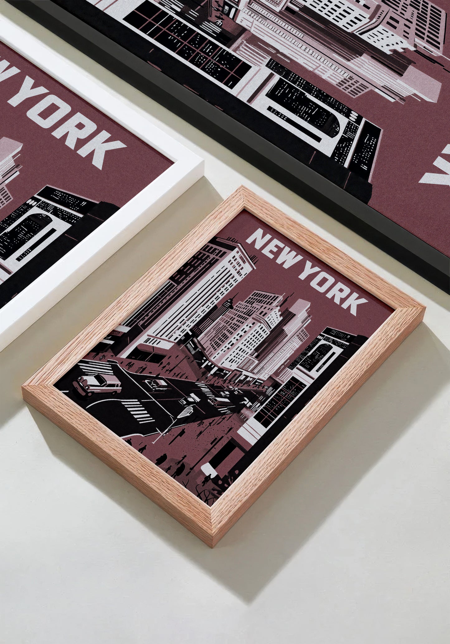 New York City Mid-Century Vintage Style Poster in Red