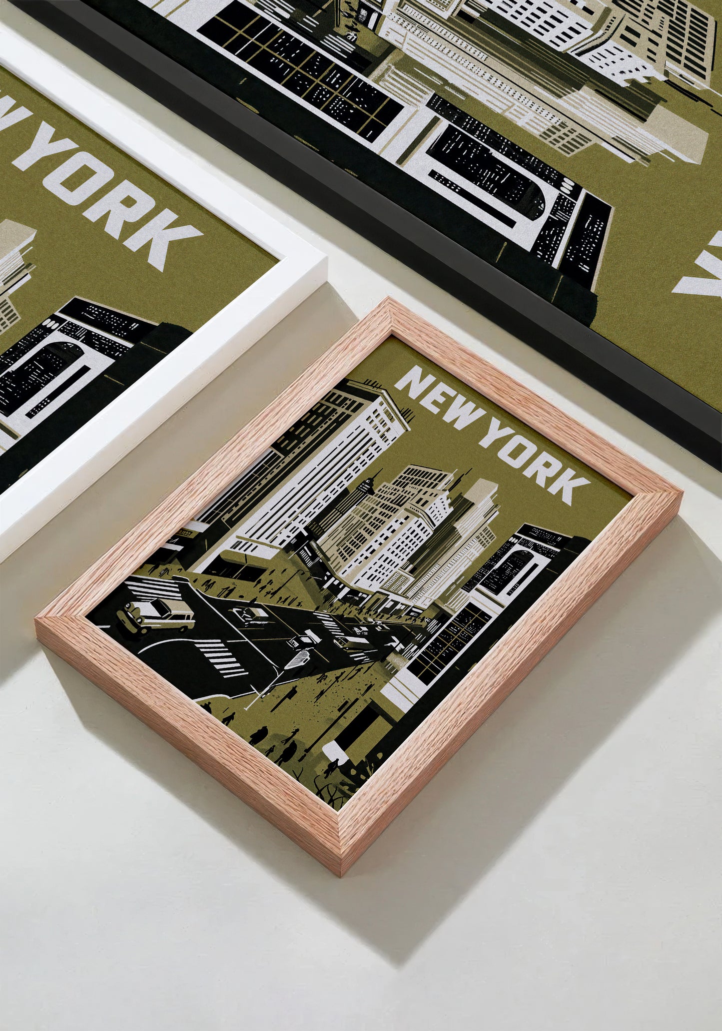 New York City Mid-Century Vintage Style Poster in Mustard Yellow