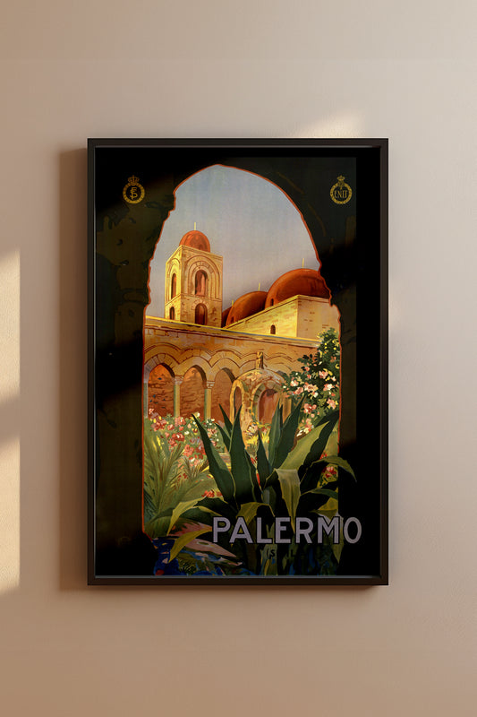 Palermo Sicilia – Vintage Italian Travel Poster Featuring Monreale Architecture
