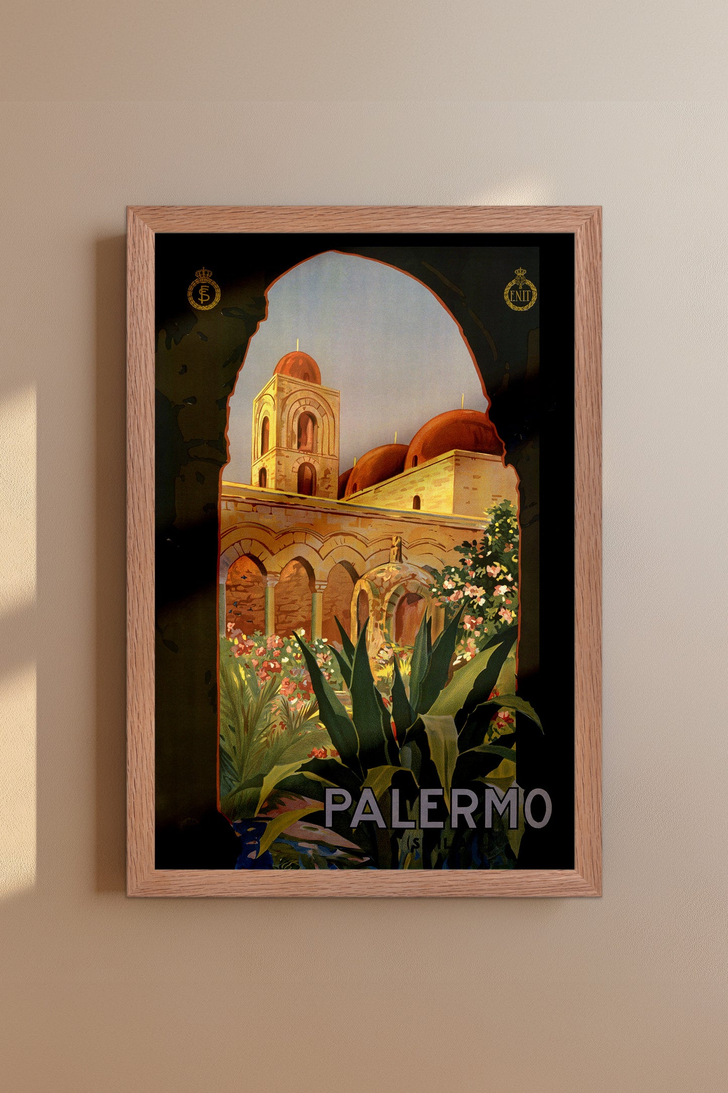 Palermo Sicilia – Vintage Italian Travel Poster Featuring Monreale Architecture