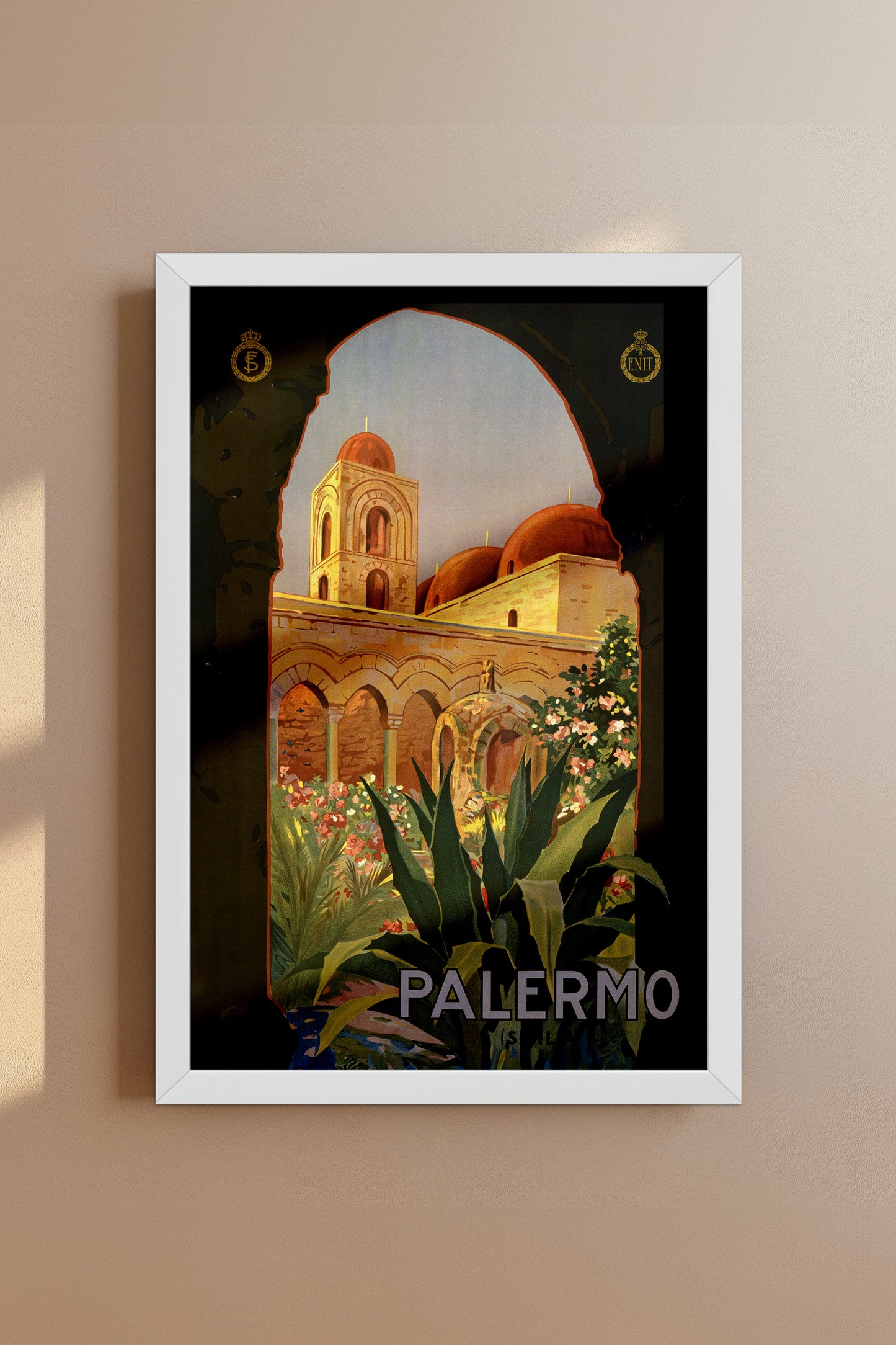 Palermo Sicilia – Vintage Italian Travel Poster Featuring Monreale Architecture