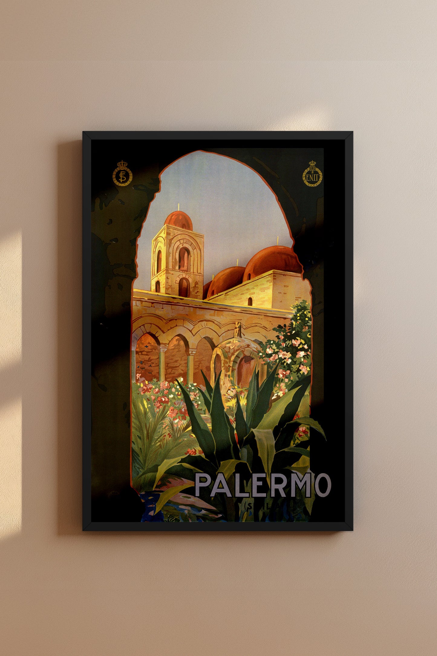 Palermo Sicilia – Vintage Italian Travel Poster Featuring Monreale Architecture