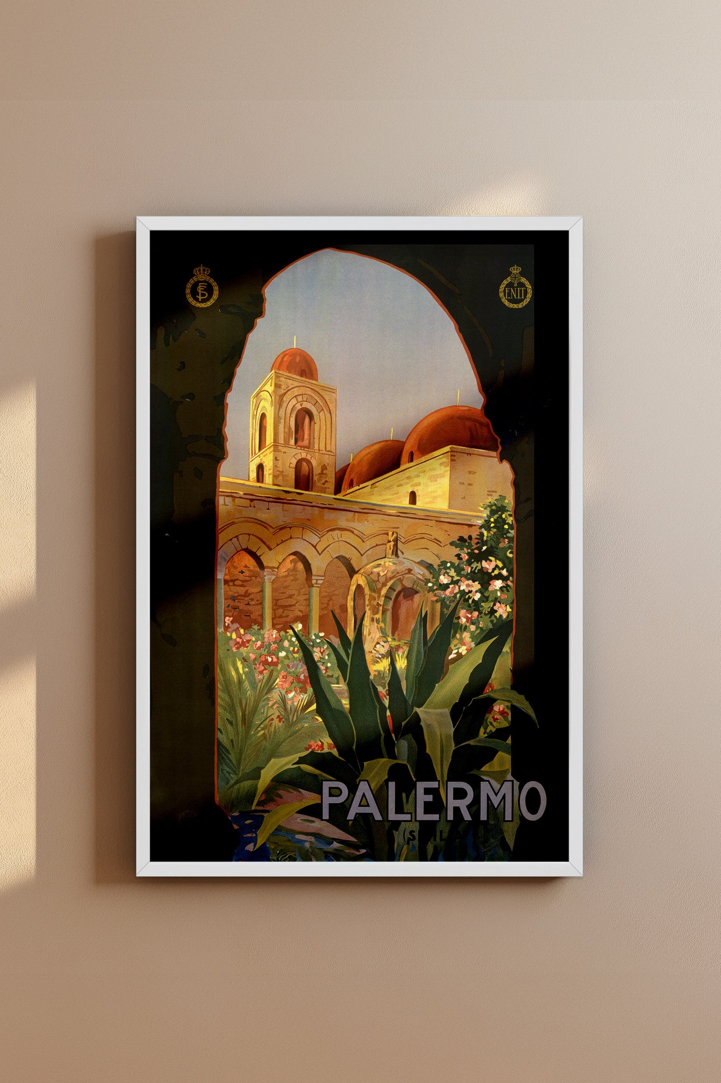 Palermo Sicilia – Vintage Italian Travel Poster Featuring Monreale Architecture