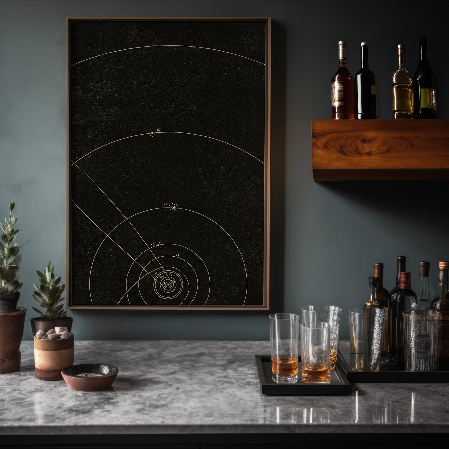 Planetary Orbits Diagram – Early 1900s Minimalist Astronomy Chart Vintage Print
