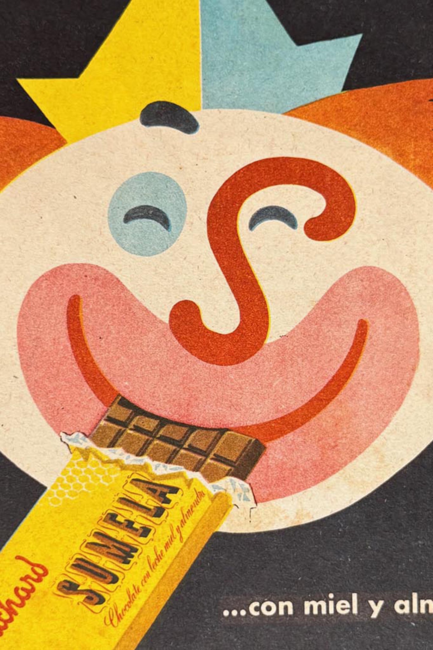 Vintage 1950's Clown Advertising Poster Wall Art - Argentina Swiss Chocolate