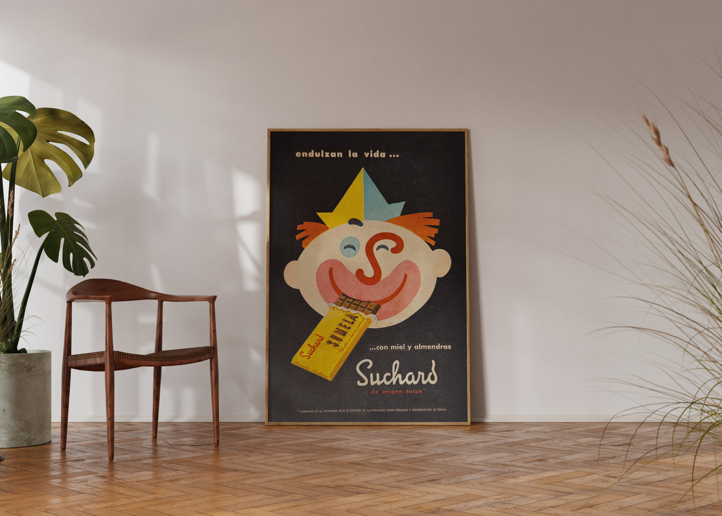 Vintage 1950's Clown Advertising Poster Wall Art - Argentina Swiss Chocolate