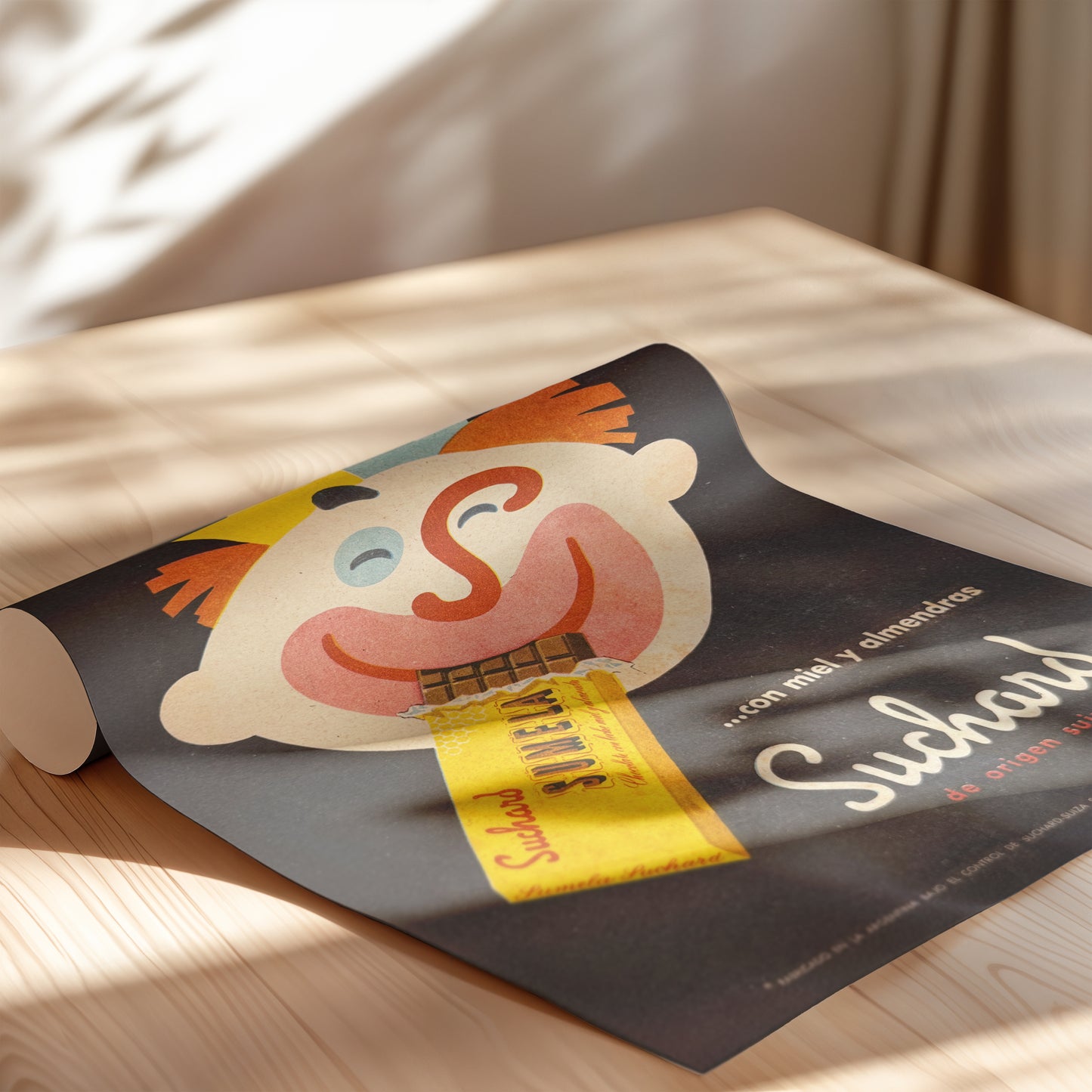 Vintage 1950's Clown Advertising Poster Wall Art - Argentina Swiss Chocolate