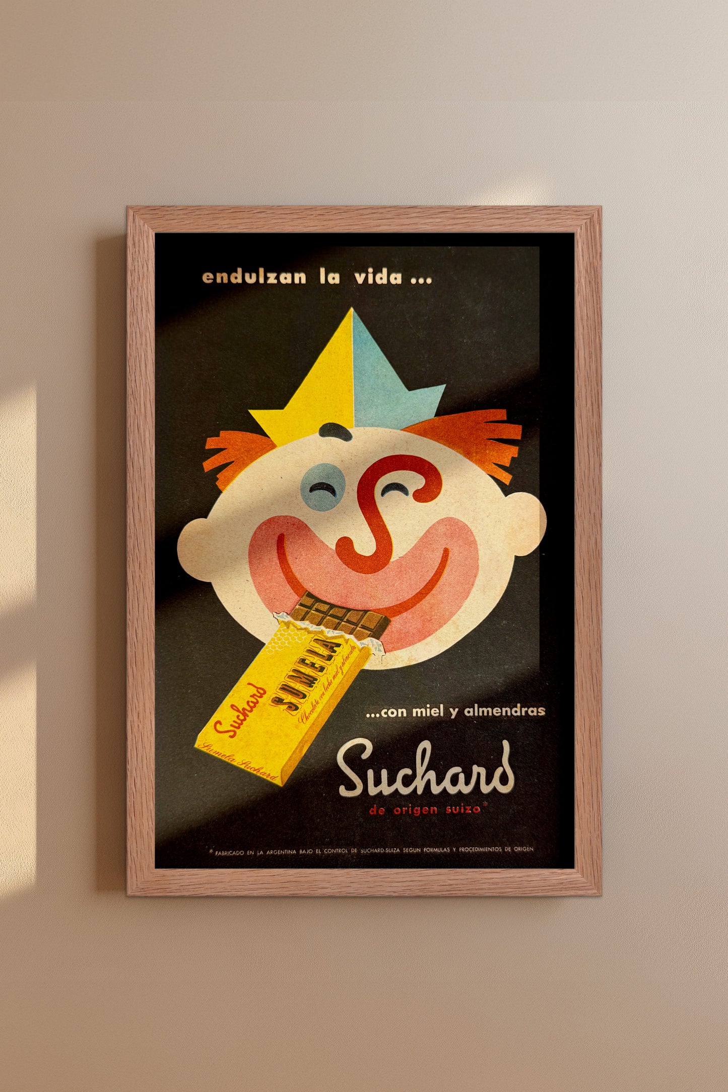Vintage 1950's Clown Advertising Poster Wall Art - Argentina Swiss Chocolate