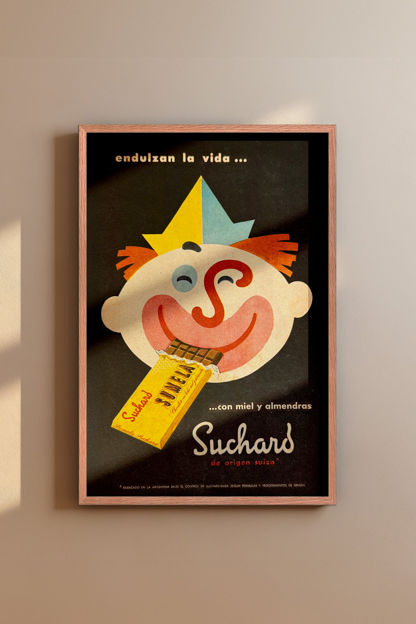 Vintage 1950's Clown Advertising Poster Wall Art - Argentina Swiss Chocolate