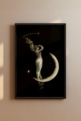 1889 Moon and Stars Vintage Print – Celestial Woman Wall Art
