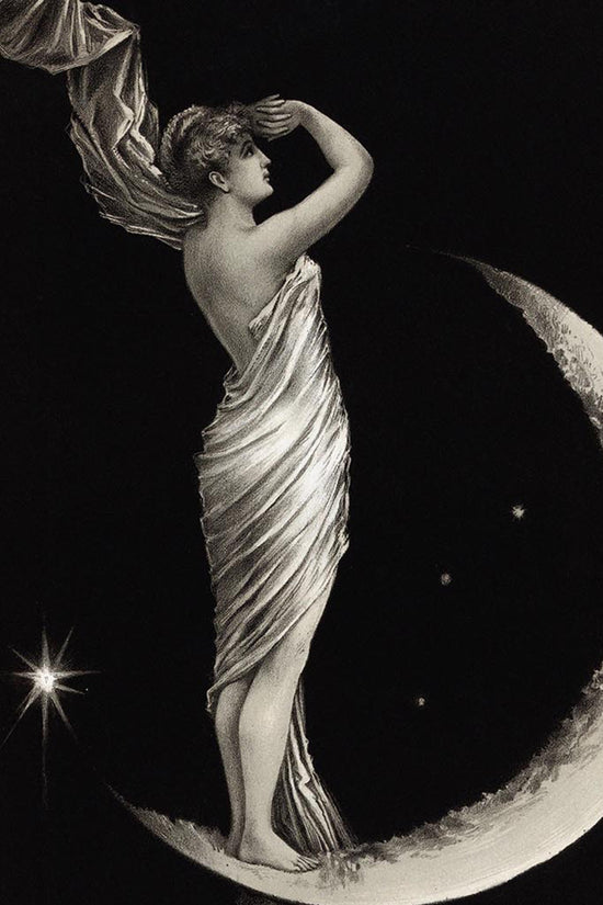 1889 Moon and Stars Vintage Print – Celestial Woman Wall Art