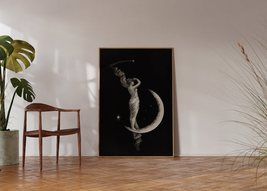 1889 Moon and Stars Vintage Print – Celestial Woman Wall Art