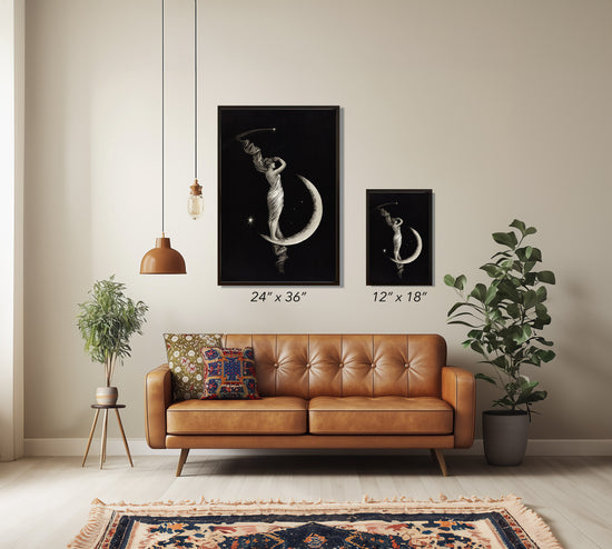 1889 Moon and Stars Vintage Print – Celestial Woman Wall Art
