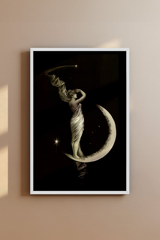 1889 Moon and Stars Vintage Print – Celestial Woman Wall Art